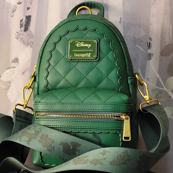 Bambi Loungefly X Disney Green Quilted Pattern Crossbody Sling Matching Coin Bag - Picture 16 of 16